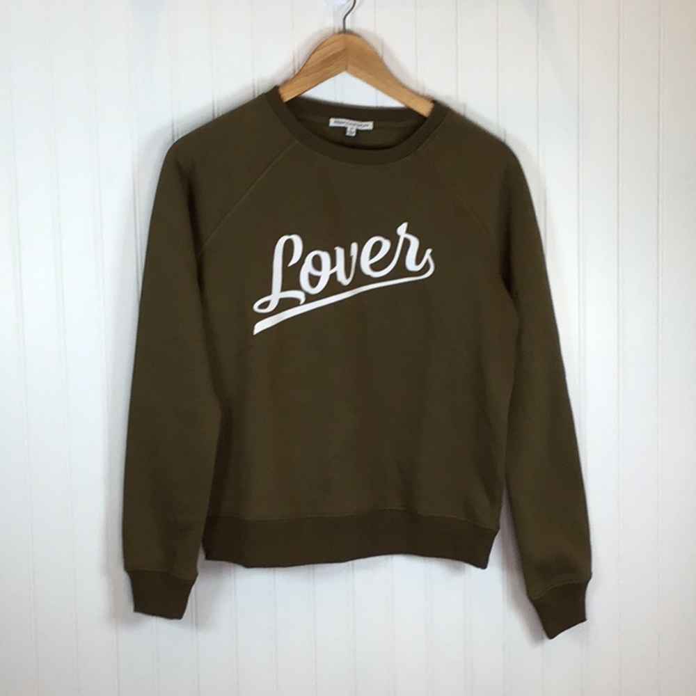 Rebecca Minkoff | LOVER Army Green Sweatshirt Size Small - Picture 3 of 11